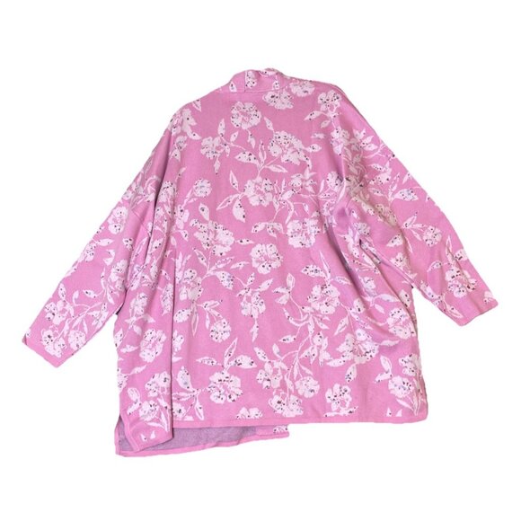 Isaac Mizrahi 3X Jacquard Floral Sweater Cardigan Camellia Pink NEW Pockets - Picture 2 of 7